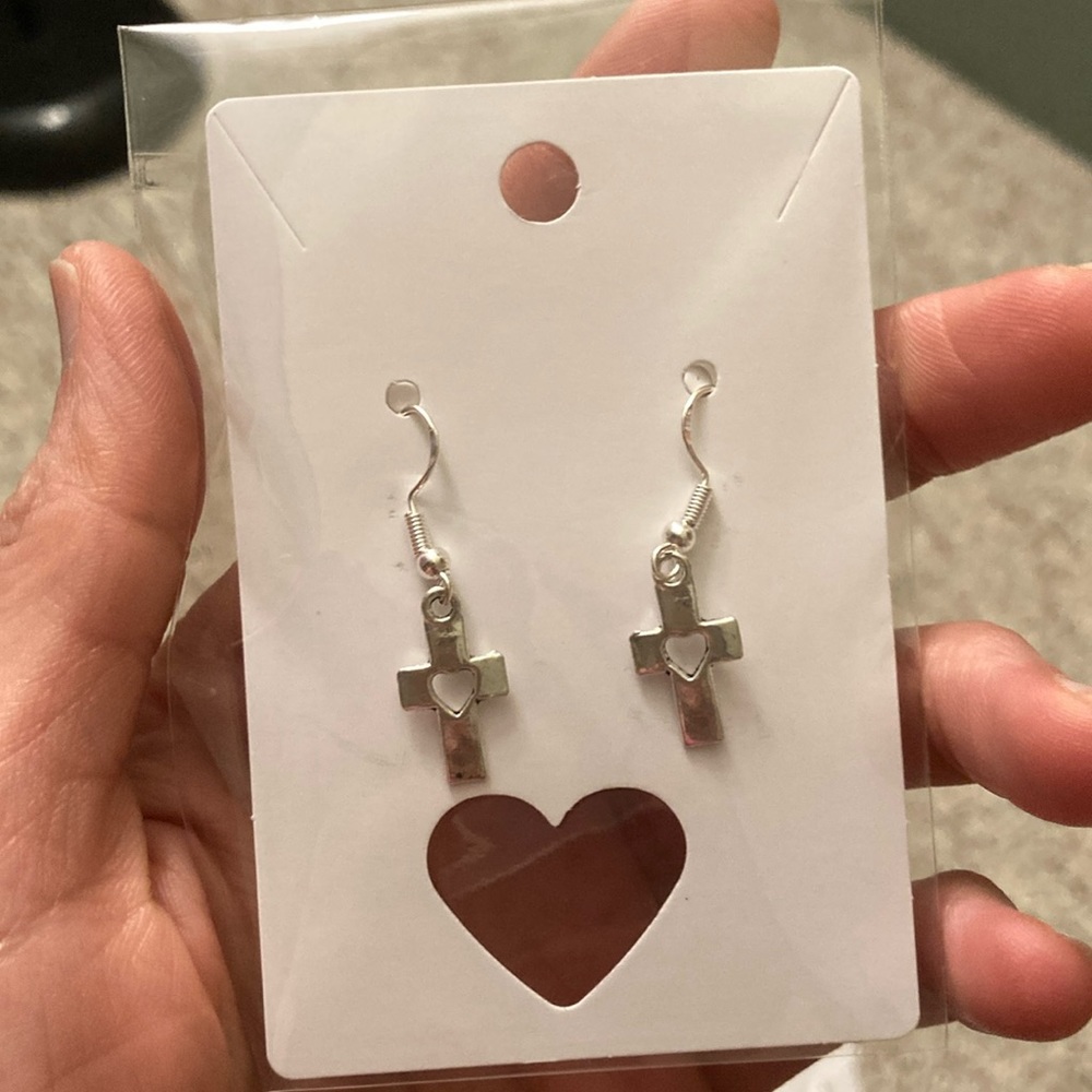 Cross earrings.
